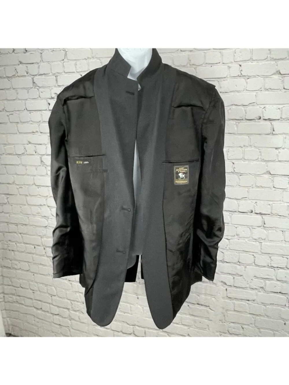 Hart Schaffner Marx Dark Grey Wool 100’s 2 Button Blazer Sport Coat USA Size 42L